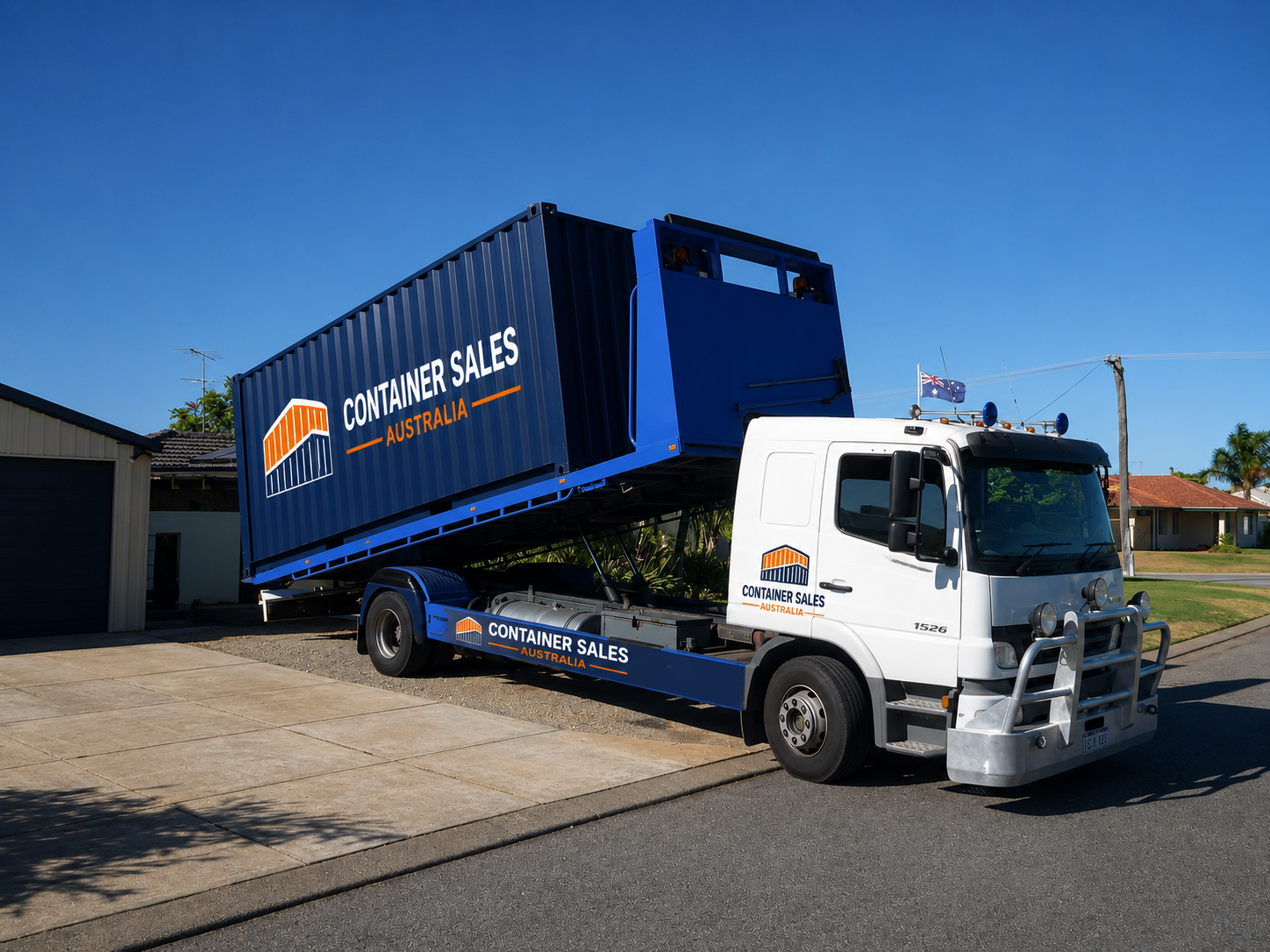 Container delivery truck