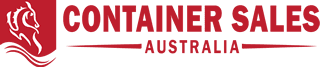Container Sales Australia logo banner with a red horse head emblem on the left and green background.